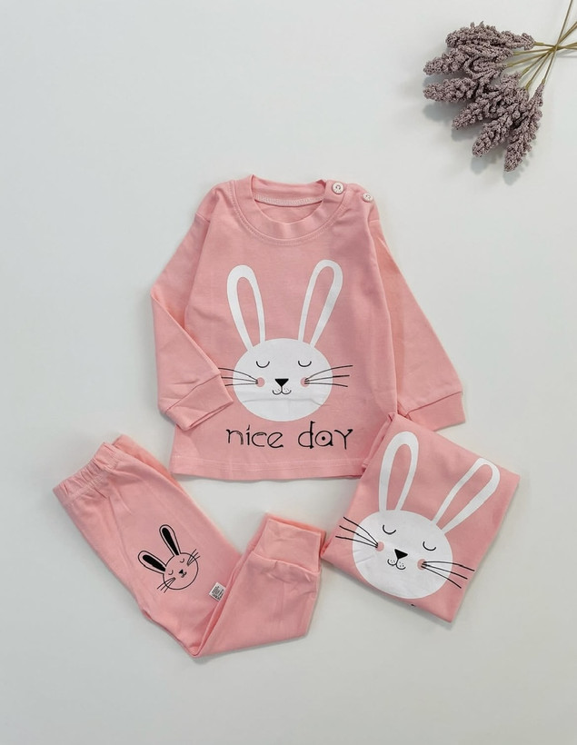 ست راحتی صورتی طرح خرگوش دخترونه بلوز و شلوار وارداتی