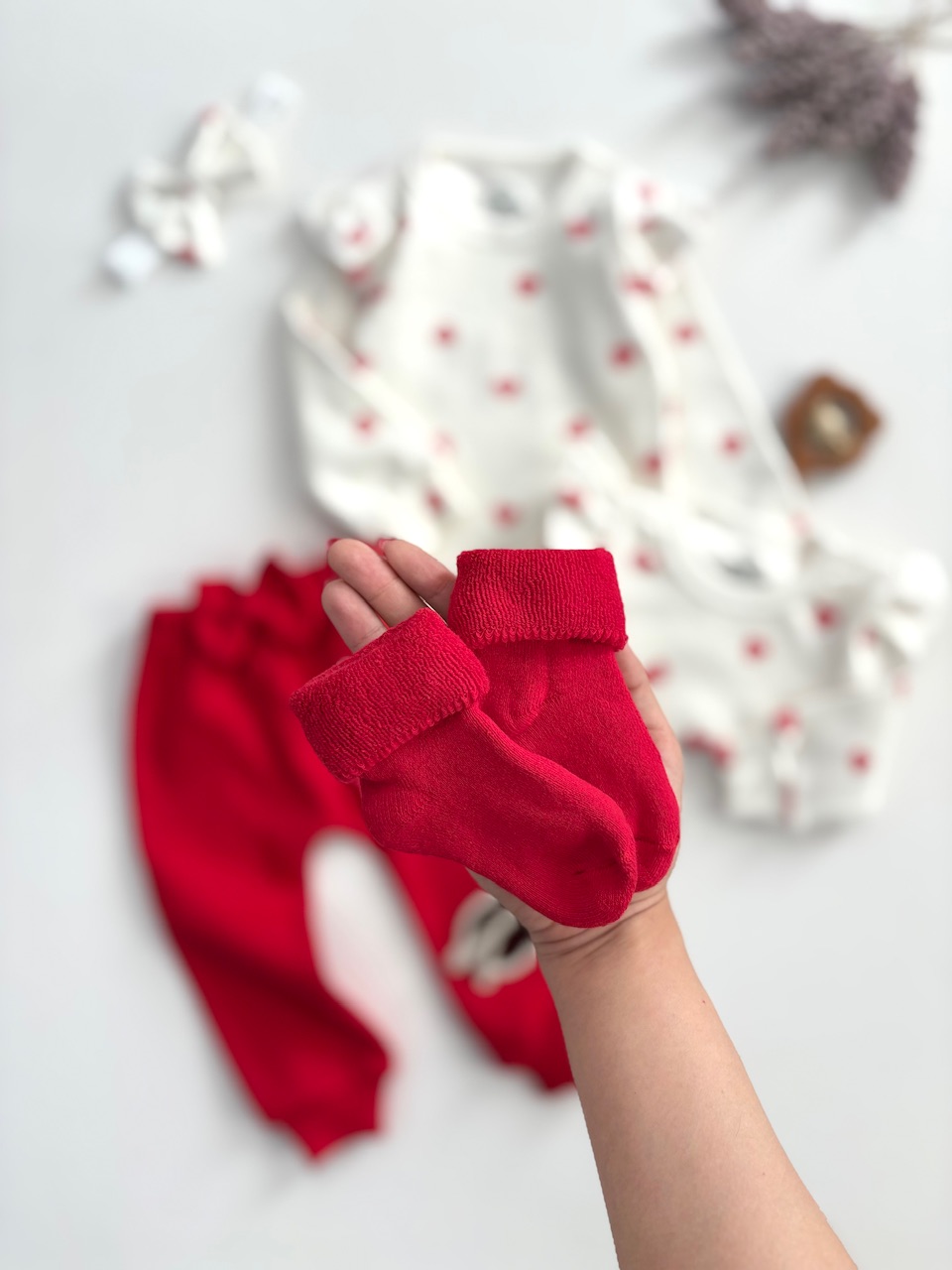 جوراب قرمز وارداتی حوله ای